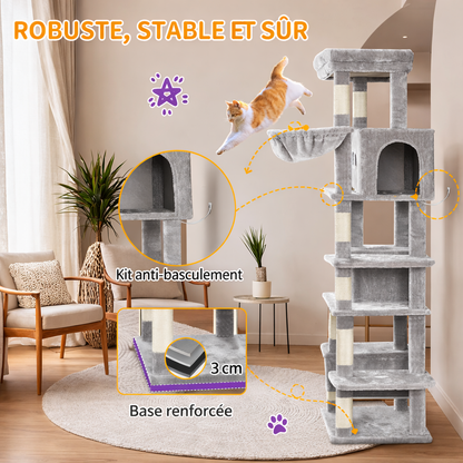 Arbre à Chat 170 cm – Plateforme XL, Double Niche & Hamac