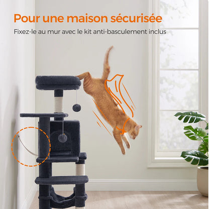 Arbre à Chat Multi-Niveaux – Niche Double & Hamac Suspendu