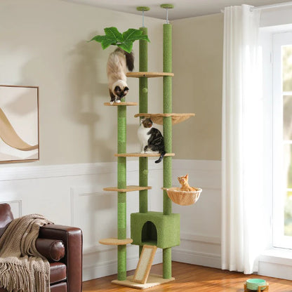Arbre à Chat Palmier Sol-Plafond Réglable – Condo & Hamac