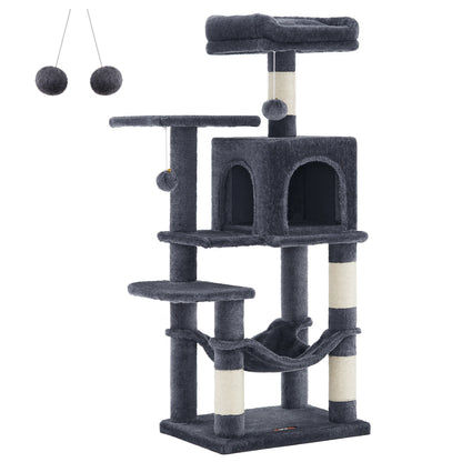 Arbre à Chat Multi-Niveaux – Niche Double & Hamac Suspendu