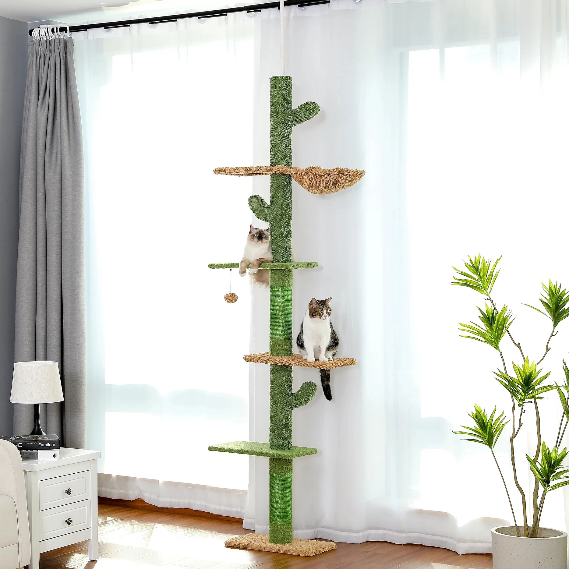 Arbre à Chat Cactus Sol-Plafond 5 Niveaux – 229 à 275 cm