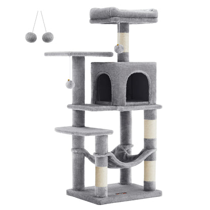 Arbre à Chat Multi-Niveaux – Niche Double & Hamac Suspendu