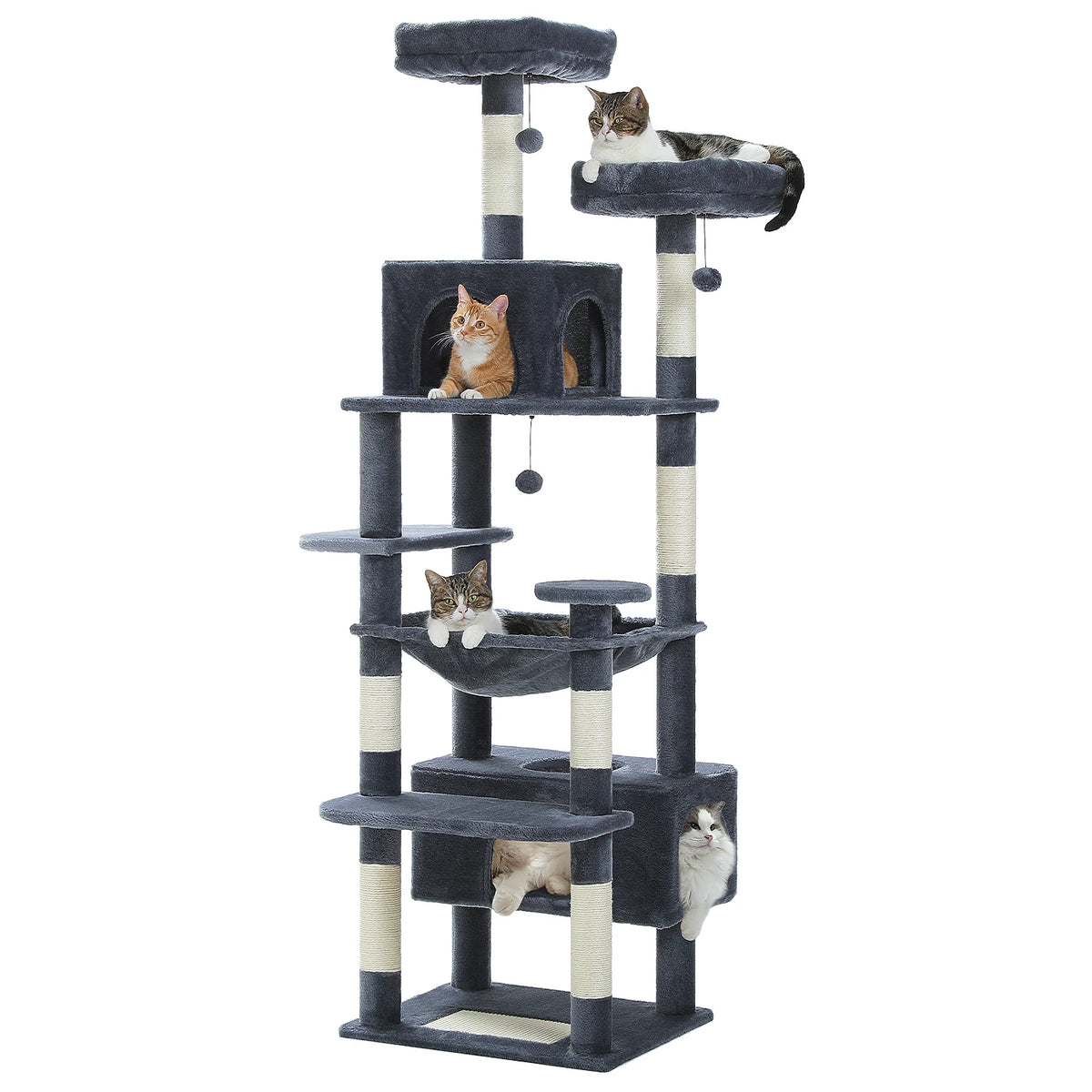 Arbre à Chat XXL Multi-Niveaux – Condo & Hamac – 136 à 184 cm