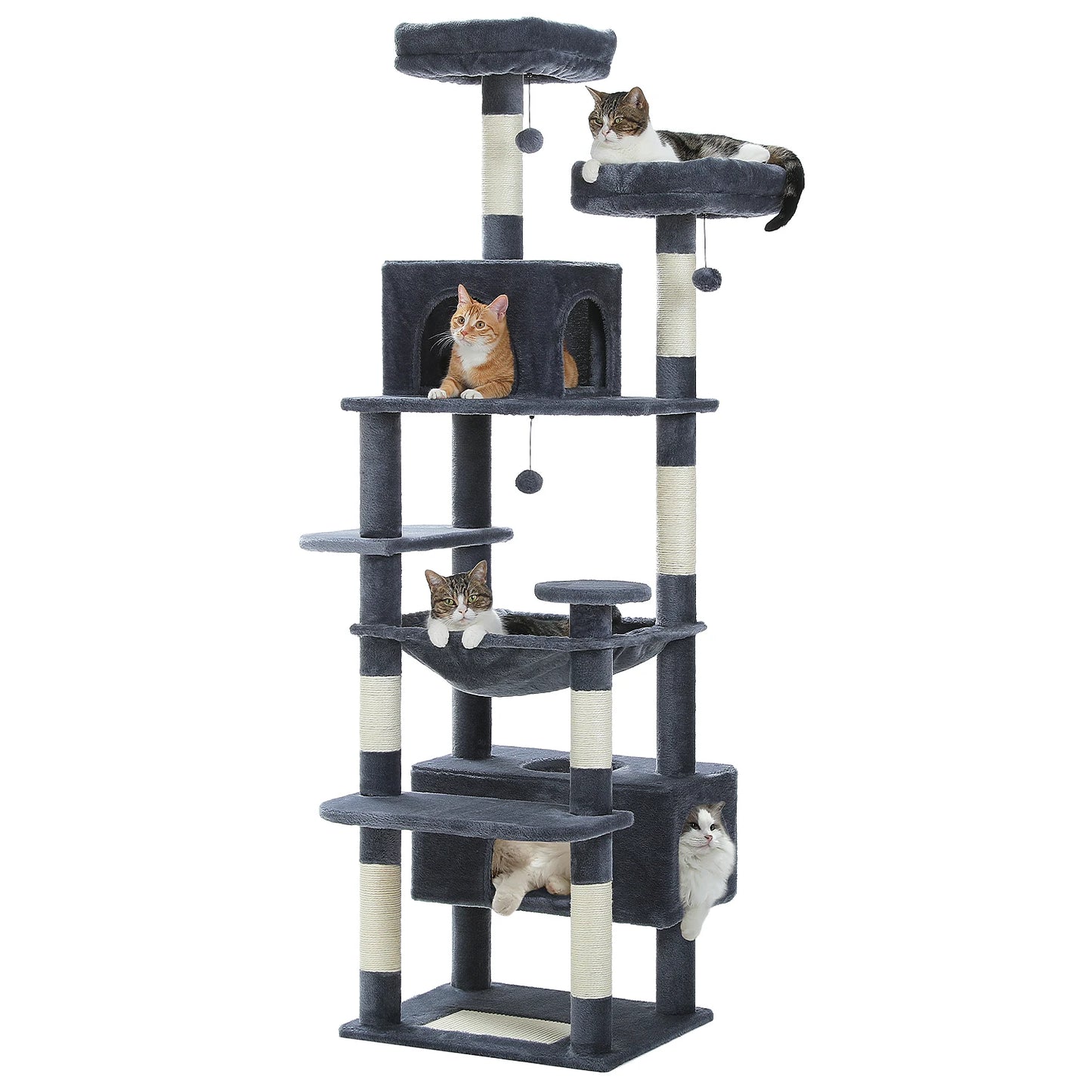Arbre à Chat XXL Multi-Niveaux – Condo & Hamac – 136 à 184 cm
