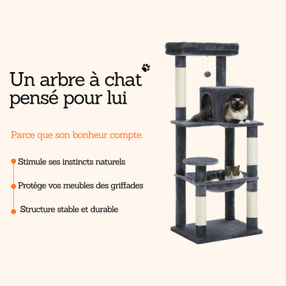 arbre à chat 5 niveaux avec hamac renforcé et niche fermée