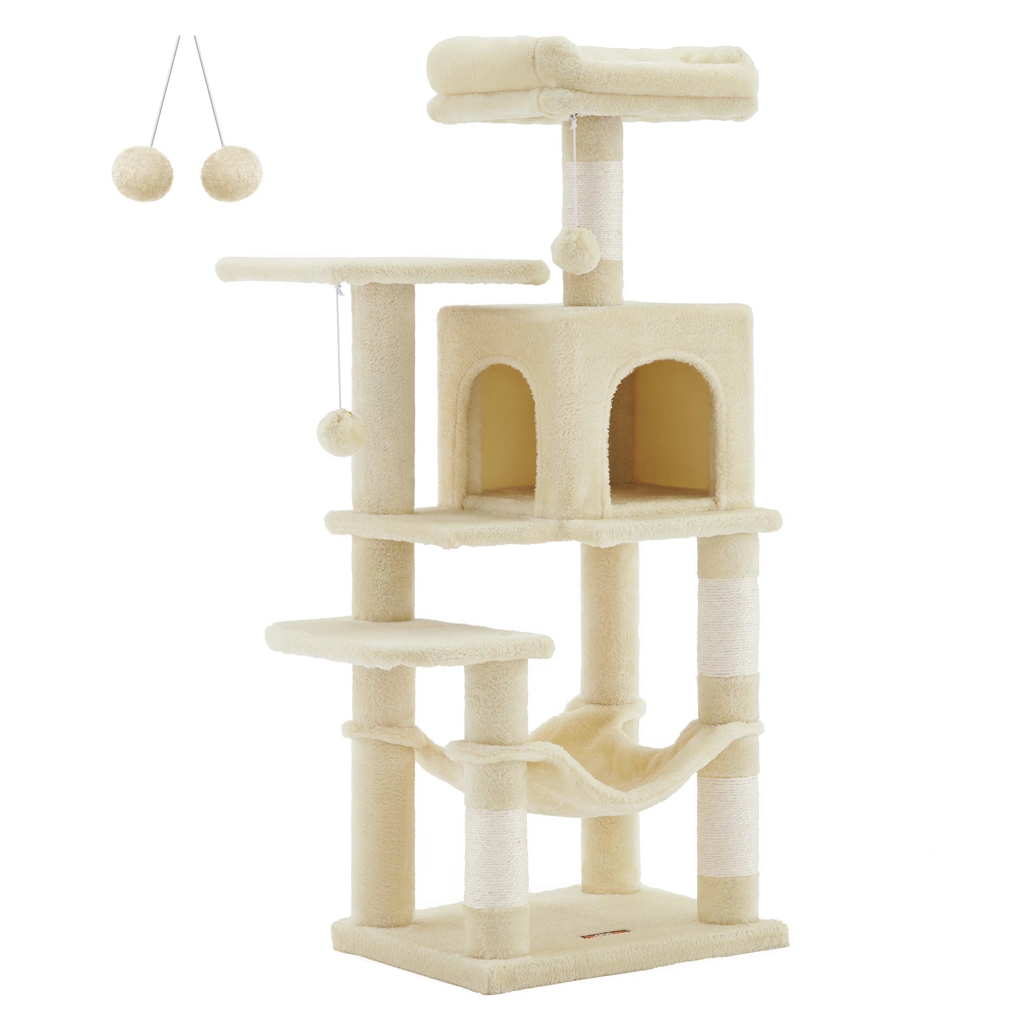 arbre à chat multi niveaux avec niche double couleur beige