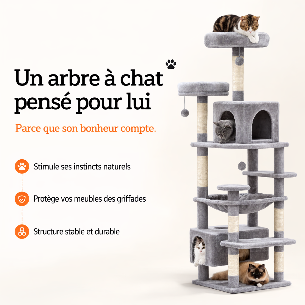 arbre à chat xxl multi niveaux avec hamac et niches