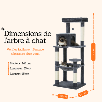dimensions arbre à chat 5 niveaux hauteur 143 cm