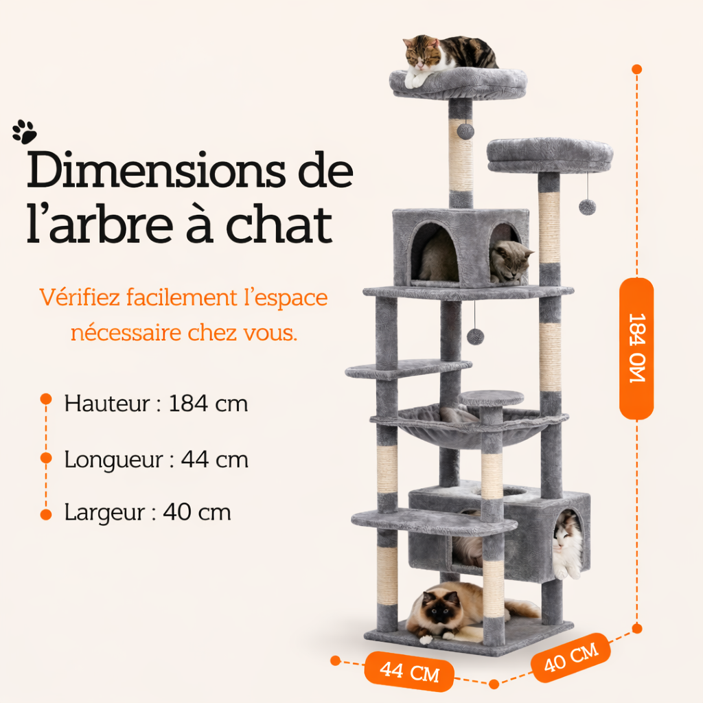 dimensions arbre à chat xxl hauteur 184 cm