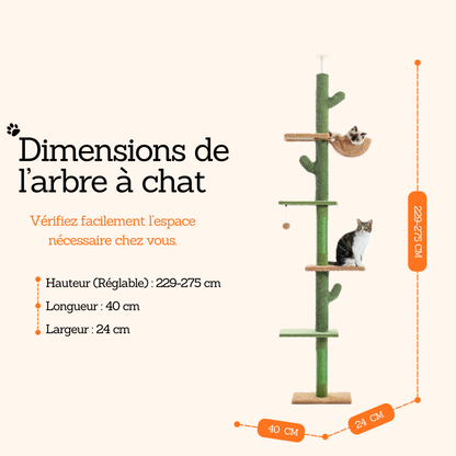 dimensions arbre à chat cactus sol plafond hauteur réglable 229 à 275 cm