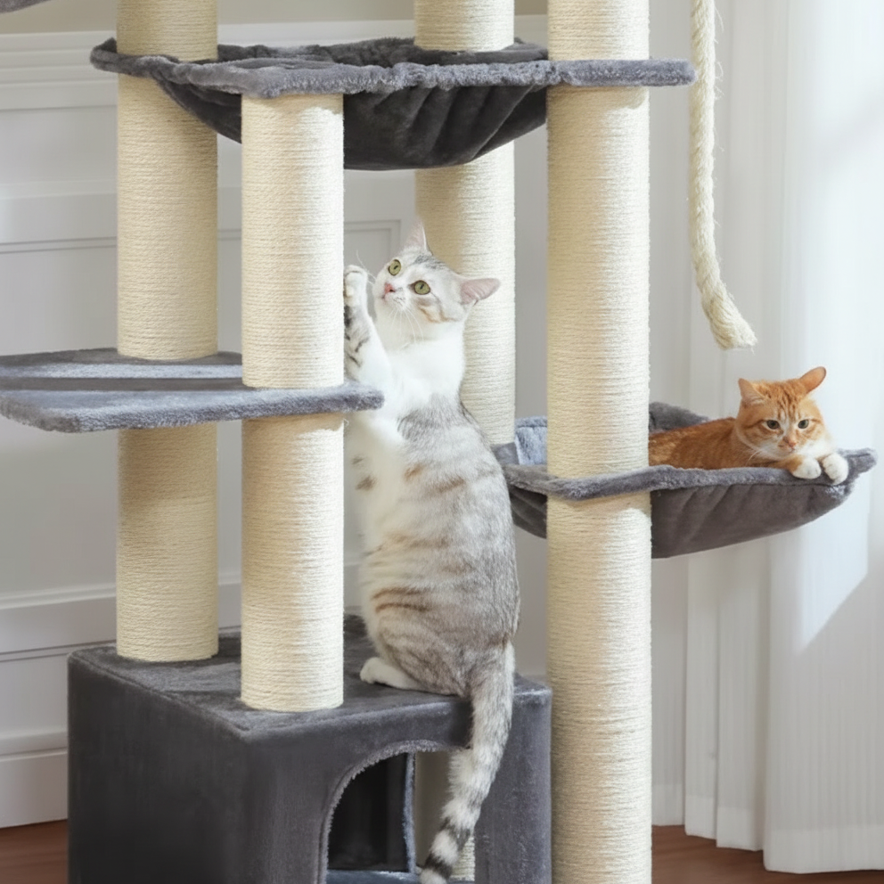 Arbre à Chat XXL 7 Niveaux – 11 Poteaux Sisal – 170 cm