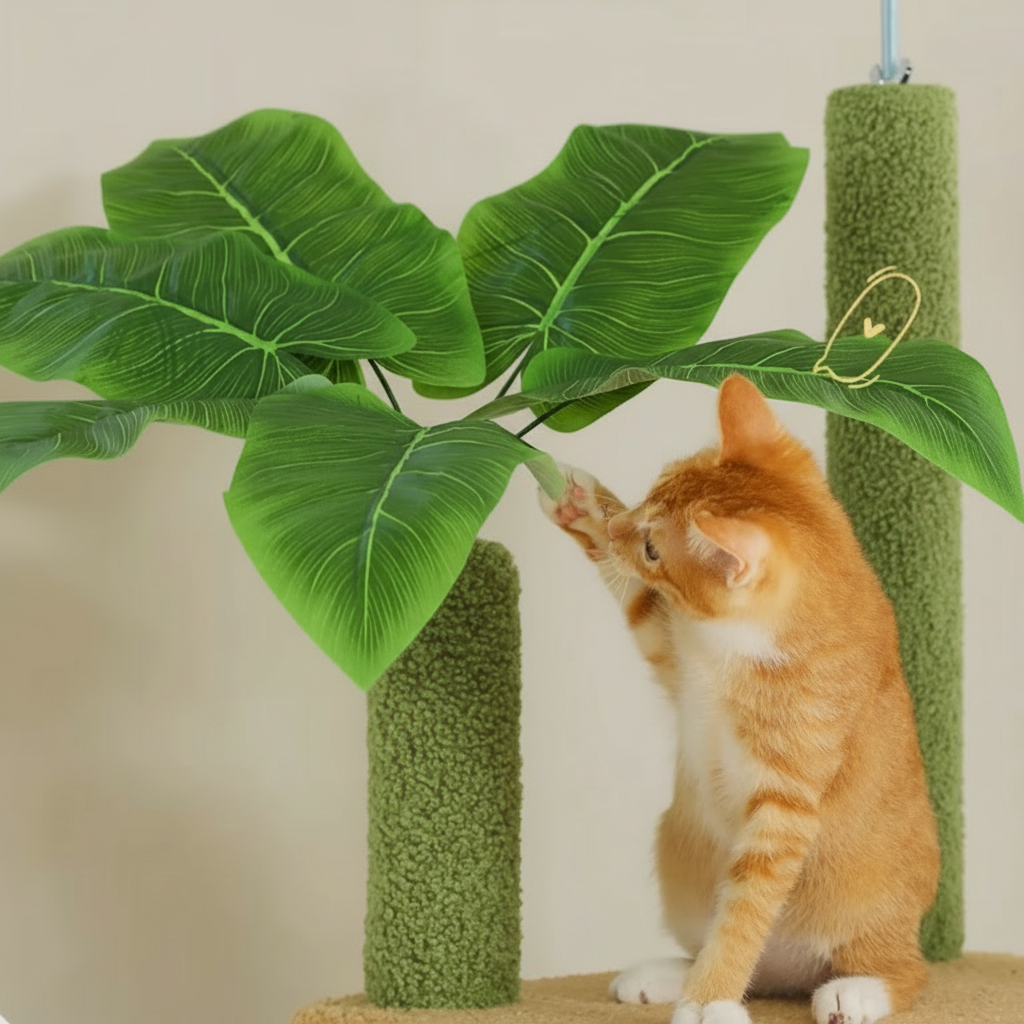 Arbre à Chat Palmier Sol-Plafond Réglable – Condo & Hamac