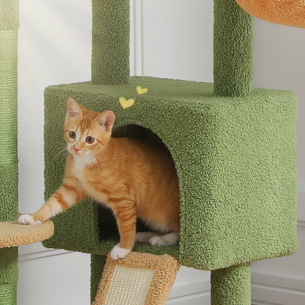 Arbre à Chat Palmier Sol-Plafond Réglable – Condo & Hamac